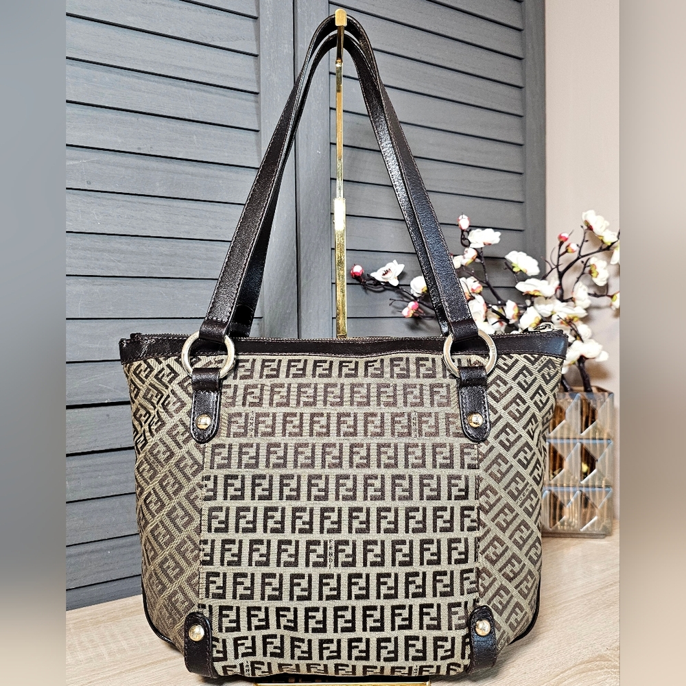 Authentic FENDI Zucca Canvas Shoulder Bag